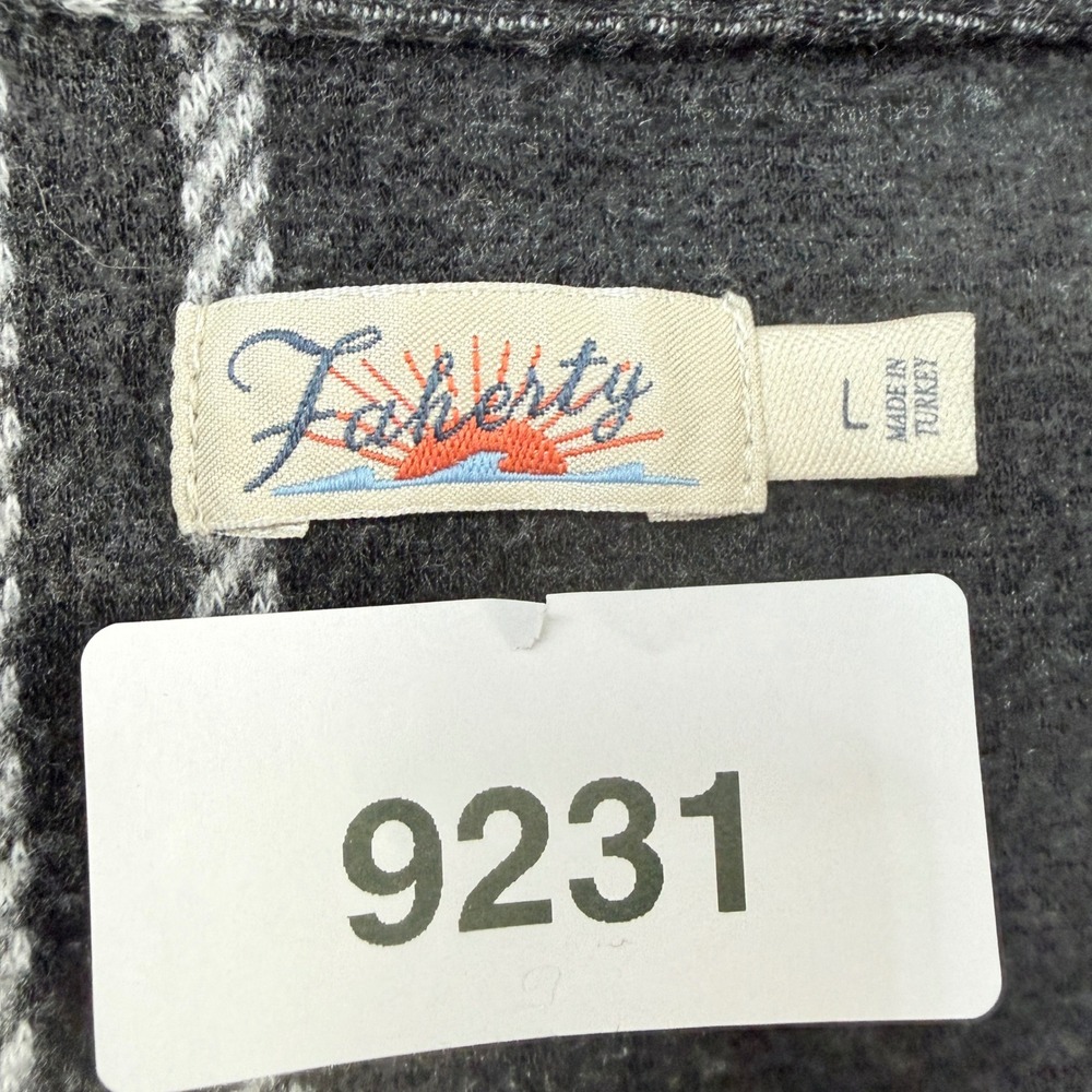 Faherty Legend Sweater Shirt Charcoal Bone Plaid Flannel WKH2216-CLB Womens L - Picture 11 of 11